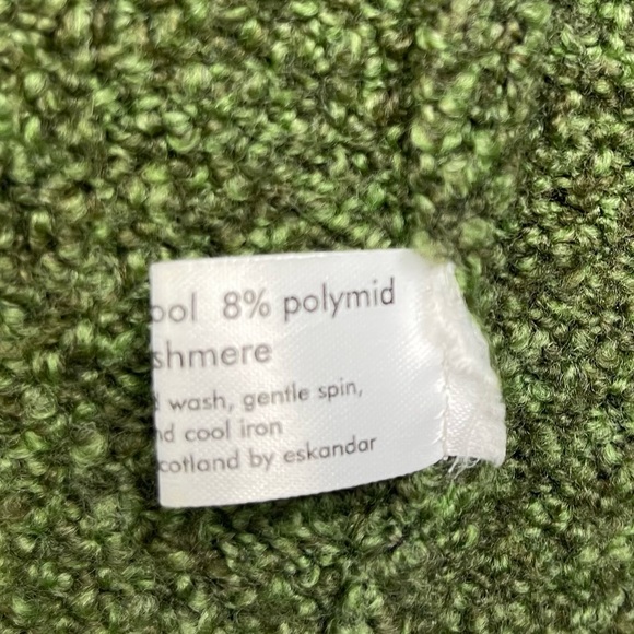 Eskandar Green Boucle Extrafine Wool Cashmere Tabard Cardigan Wrap Shawl Sweater - Picture 12 of 15